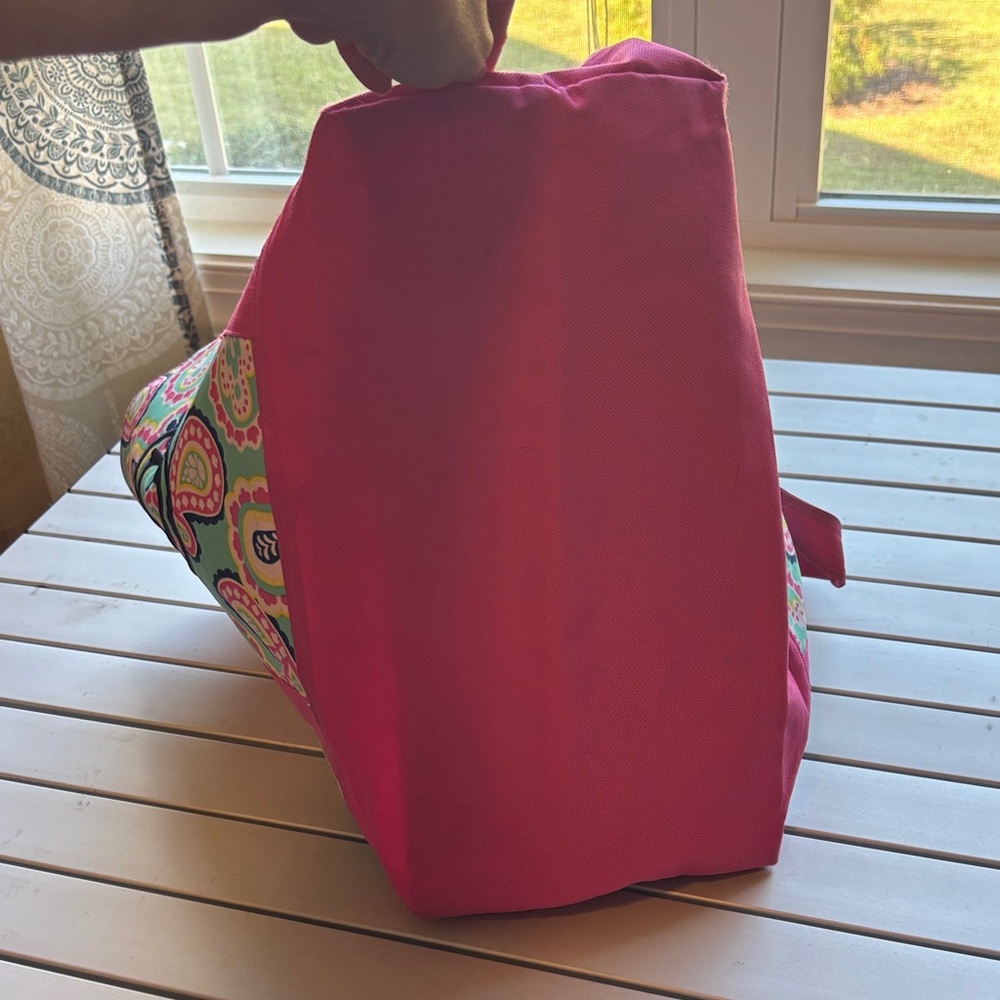 WB Pink and Blue Paisley Tote with a G monogram. - Picture 3 of 9